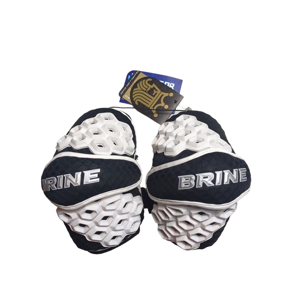 NEW Brine Triumph II 2 Black / White Medium Lacrosse Arm Guard Pair NWT